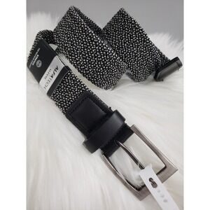 NEW Alfani Men's Men's Stretch Braided Cord Belt Black Golf Prep Small 30 / 32